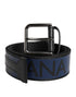 Dolce & Gabbana Black Blue DG Logo Silver Metal Buckle Belt